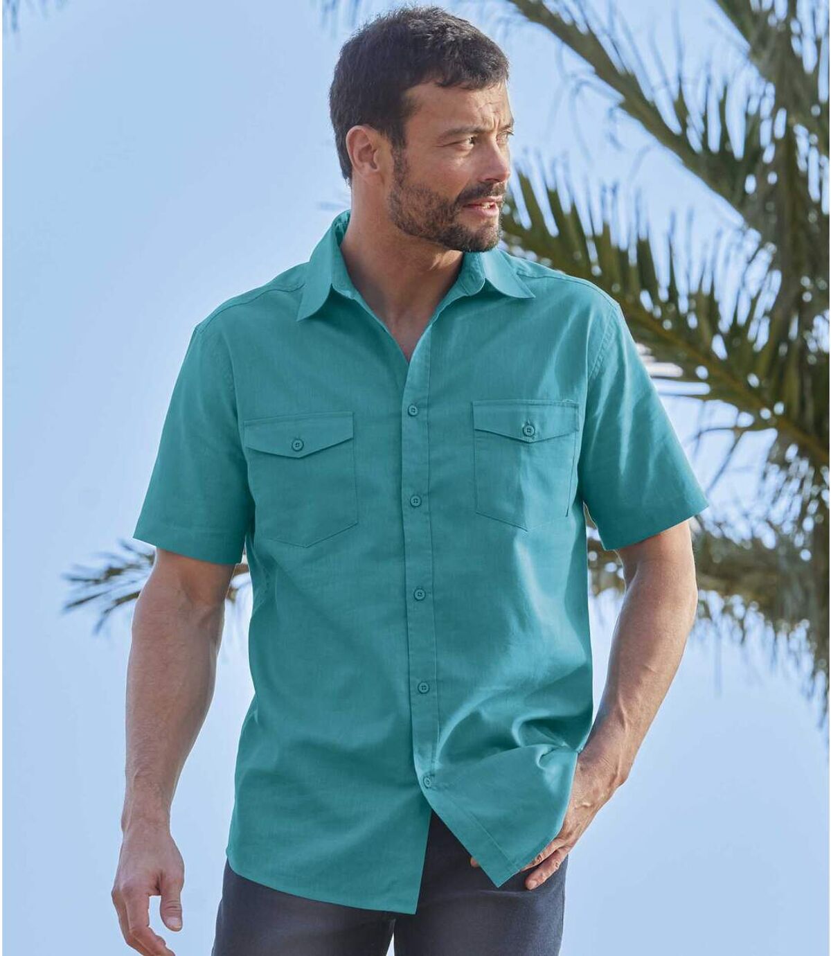 Lniano-bawełniana, letnia koszula  Atlas For Men