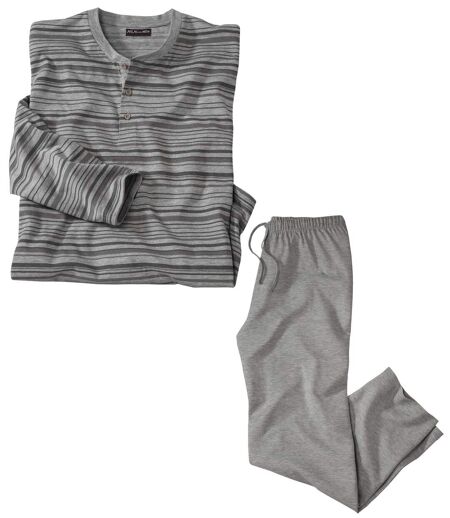 Men's Striped Winter Pajamas - Gray