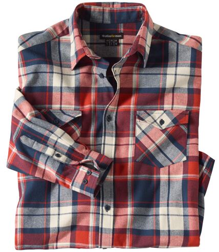 Men's Ecru Checked Flannel Shirt