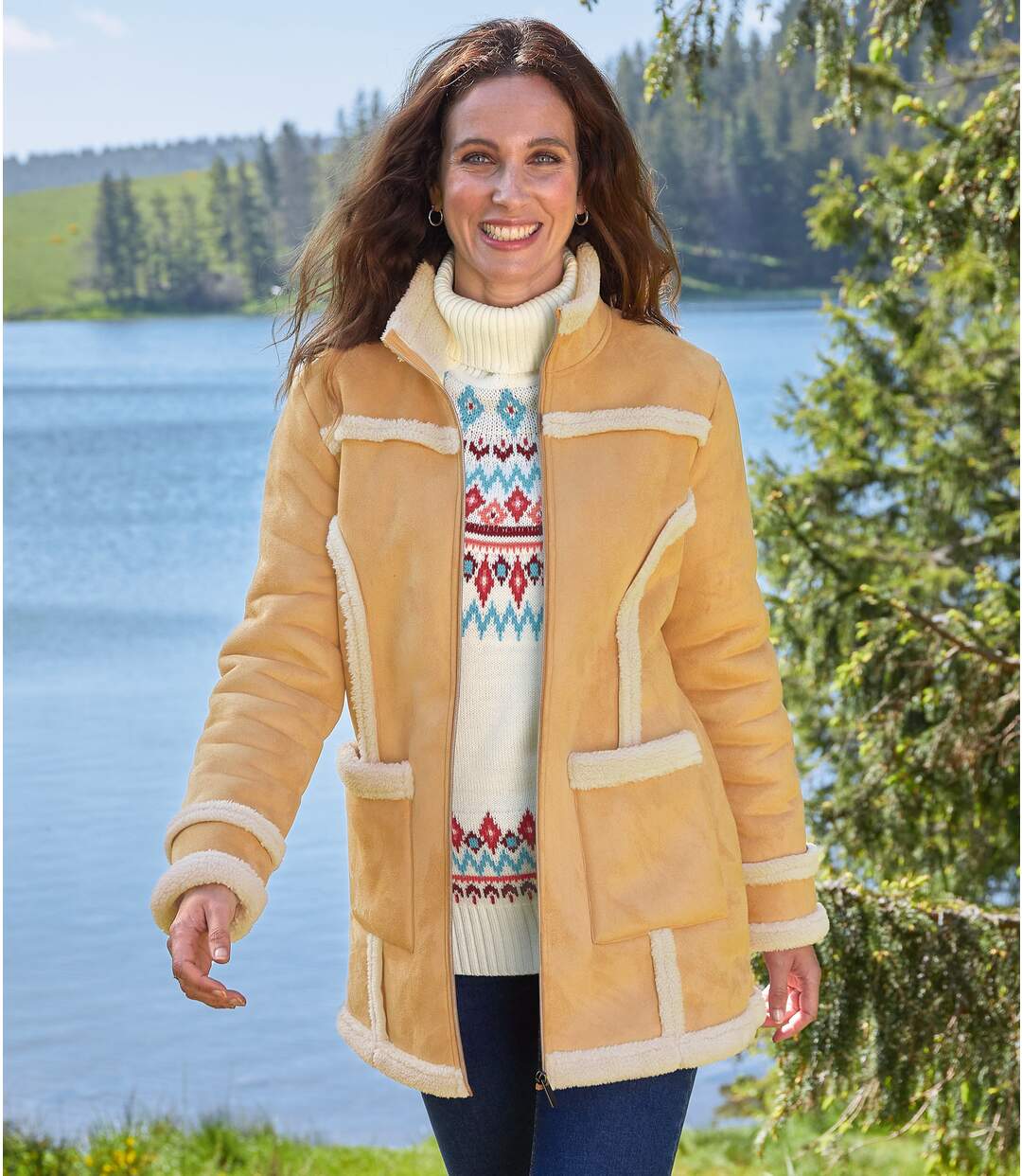 Manteau Suédine Fourrée Sherpa 