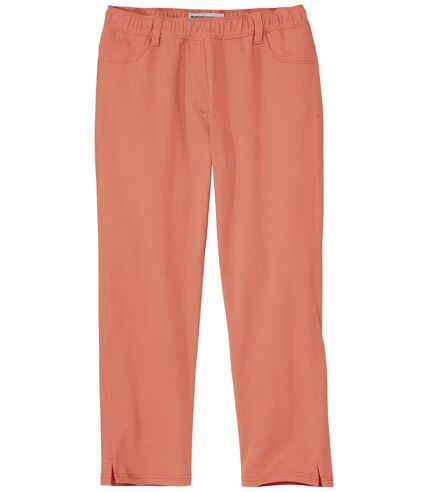 Women's Cropped Twill Trousers - Peach