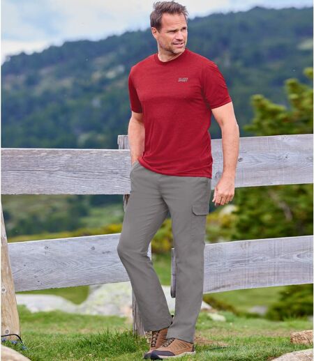 Men's Grey Cargo Trousers - Elasticated Waistband