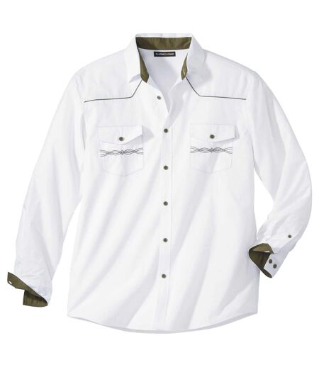 Men's White Western-Style Shirt
