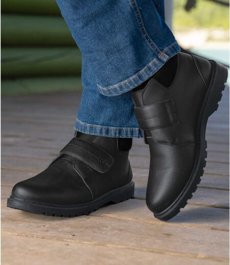 Men's Black Split Leather Ankle Boots