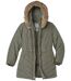 Women's Khaki Padded Jacket with Hood  