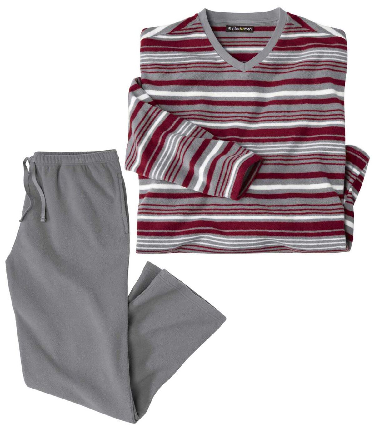 Men's Gray Striped Microfleece Pajamas Atlas For Men