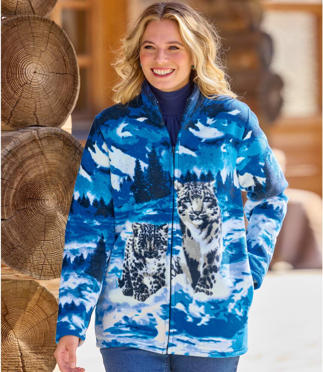 Veste Polaire, Imprimé Panthères des Neiges-1