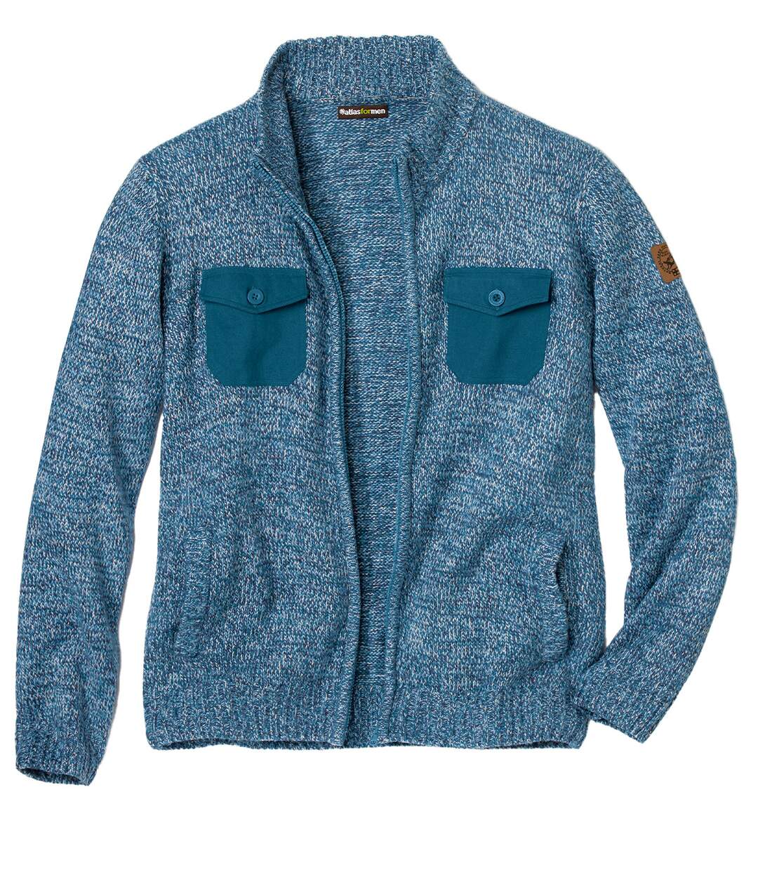 Men's Blue Full Zip Knitted Jacket Atlas For Men