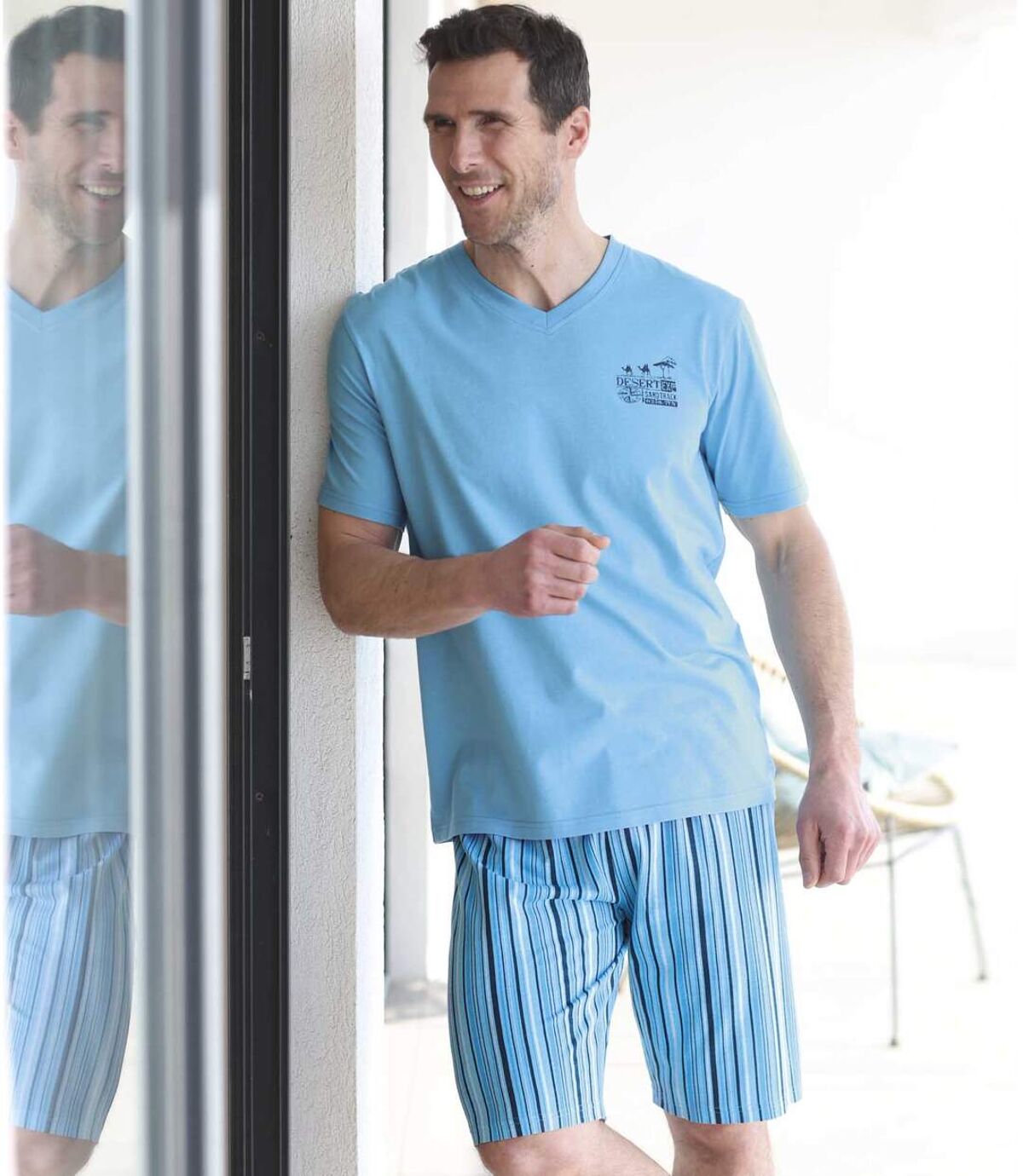 Men's Blue Pyjama Short Set  Atlas For Men