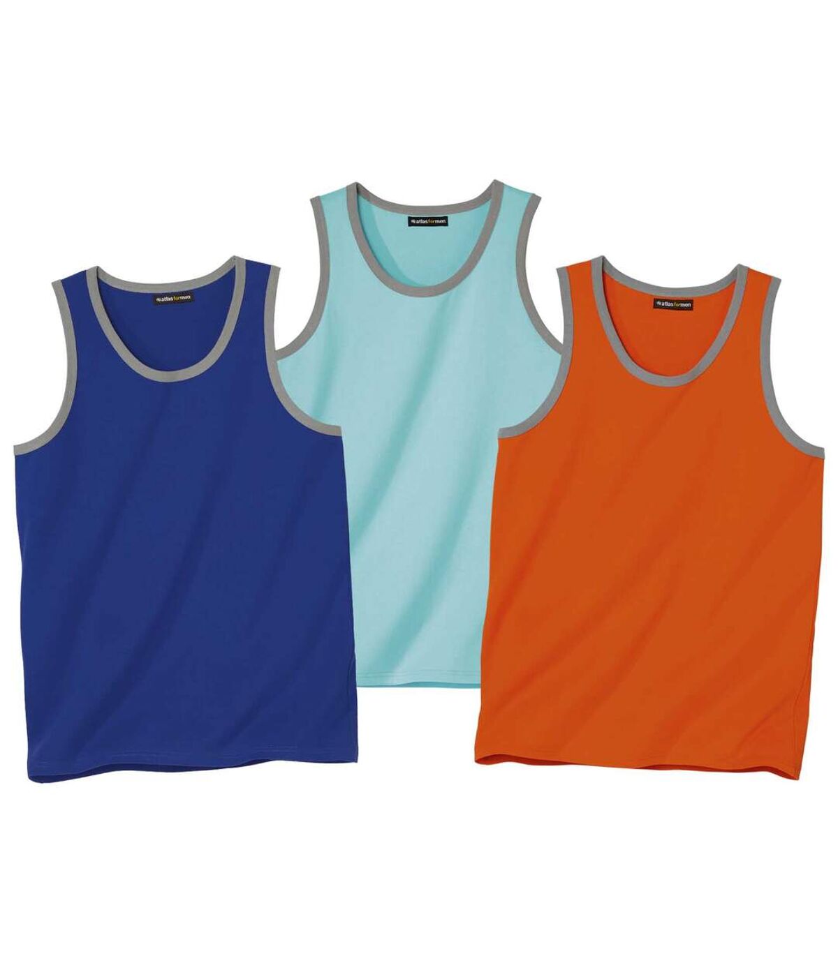 Pack of 3 Men's Beach Vests - Turquoise Orange Navy Atlas For Men