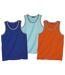 Pack of 3 Men's Beach Vests - Turquoise Orange Navy