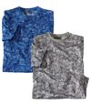 Pack of 2 Men's Camouflage T-Shirts - Blue Gray  Atlas For Men