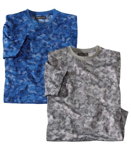 Pack of 2 Men's Camouflage T-Shirts - Blue Gray 