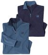 Pack of 2 Men's Microfleece Pullovers - Navy Blue Atlas For Men