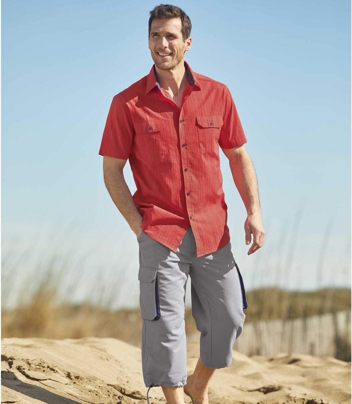 Men's Grey Seaside Cropped Trousers Atlas For Men