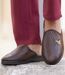 Men's Faux-Suede Slippers with Fleece Lining - Brown