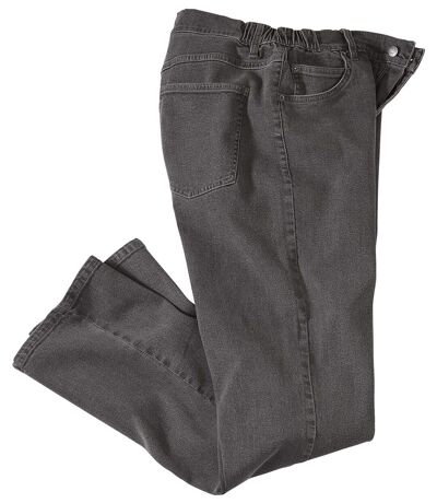 Pohodlné šedé strečové džíny rovného střihu Regular