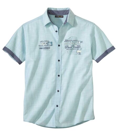 Men's Nautical Print Shirt - Turquoise