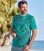 Pack of 2 Men's Printed T-Shirts - Green and Navy