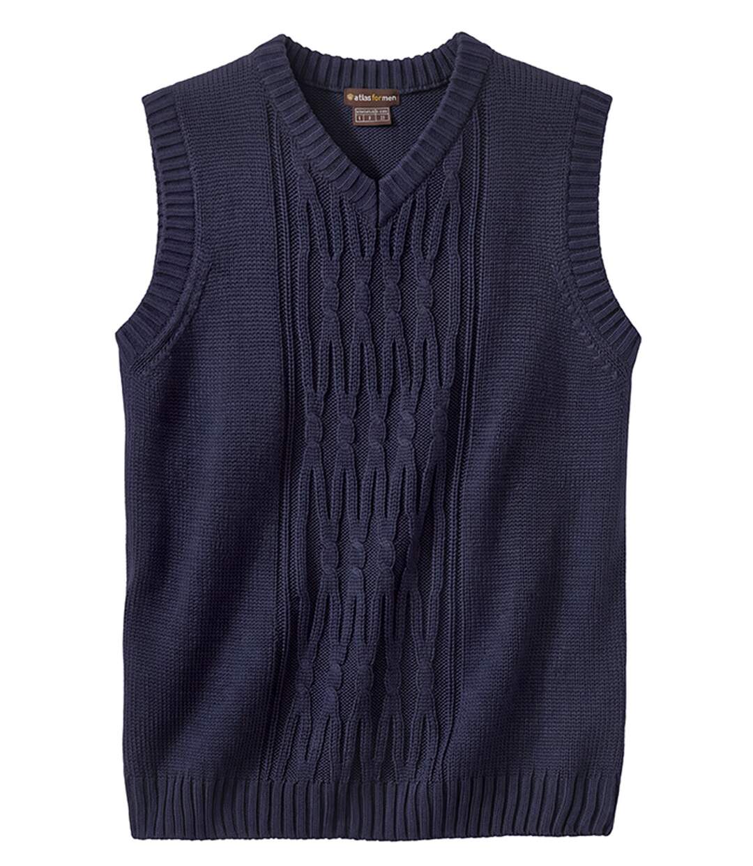 Men's Navy Cable Knit Sleeveless Jumper-6