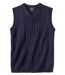 Men's Navy Cable Knit Sleeveless Jumper-6