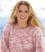 Women's Pink Mottled Fluffy Knit Sweater