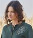 Women's Embroidered Faux-Suede Jacket - Green