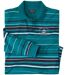 Men's Blue Long Sleeve Polo Shirt-2