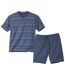 Men's Striped Pyjama Short Set - Blue Turquoise