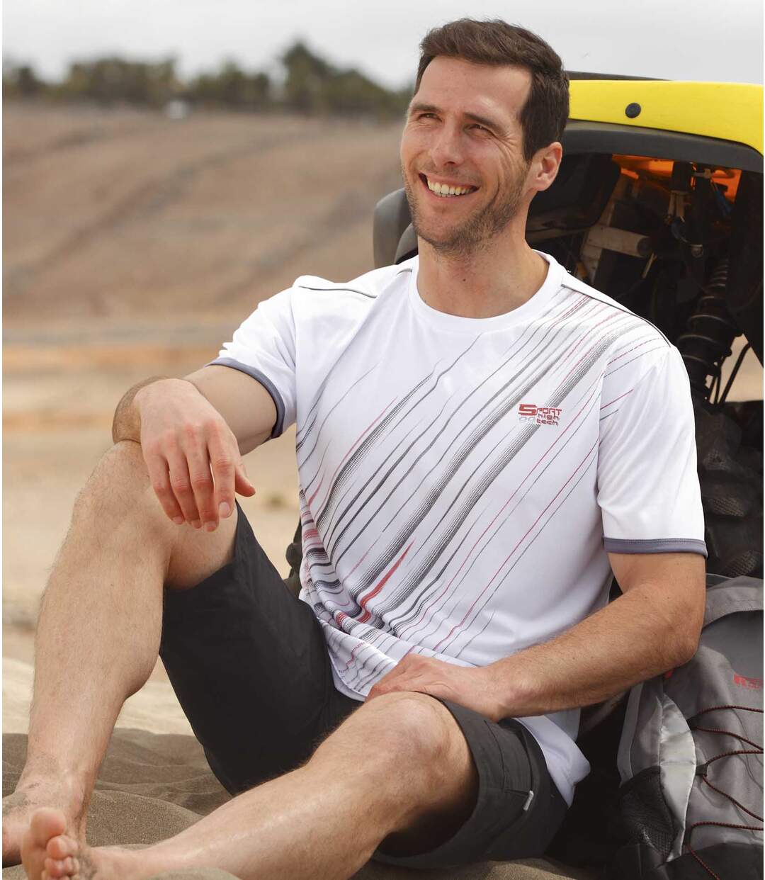 Pack of 3 Men's Summer Sport Print T-Shirts - White Red Black-6