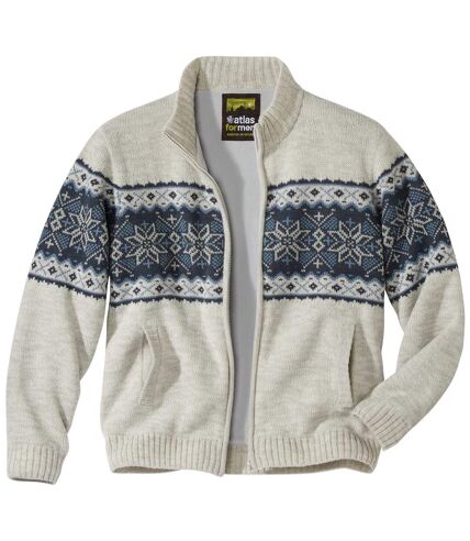 Men's Ecru Fleece-Lined Knitted Jacket