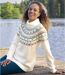 Women's Ecru Knitted Roll-Neck Jumper  
