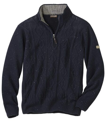 Pletený sveter s golierom na zips