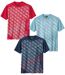 Pack of 3 Men's Sporty T-Shirts - Red Navy Blue