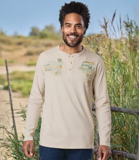 Set van 2 longsleeves met Henley kraag Avonturier