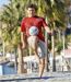 Pack of 3 Men's Summer Sports Print T-Shirts - Black White Red