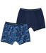 Pack of 2 Men's Tropical Print Boxer Shorts - Blue