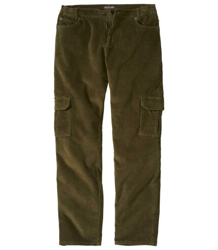 Men's Green Corduroy Cargo Trousers