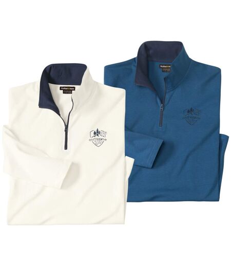 Lot de 2 Sous-Pulls Coton Col Zippés 