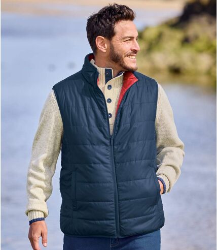 Men's Red & Navy Reversible Padded Gilet