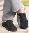 Men's Fleece-Lined Slippers - Black Grey Atlas For Men