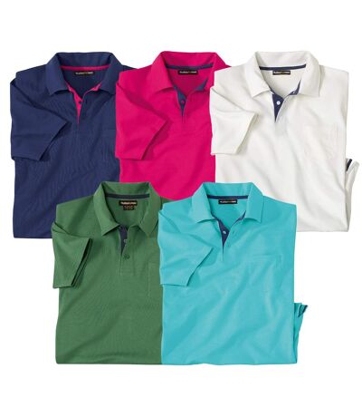 5er-Pack einfarbige Poloshirts