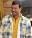 Men's Sherpa-Lined Fleece Overshirt - Ecru Gray Yellow