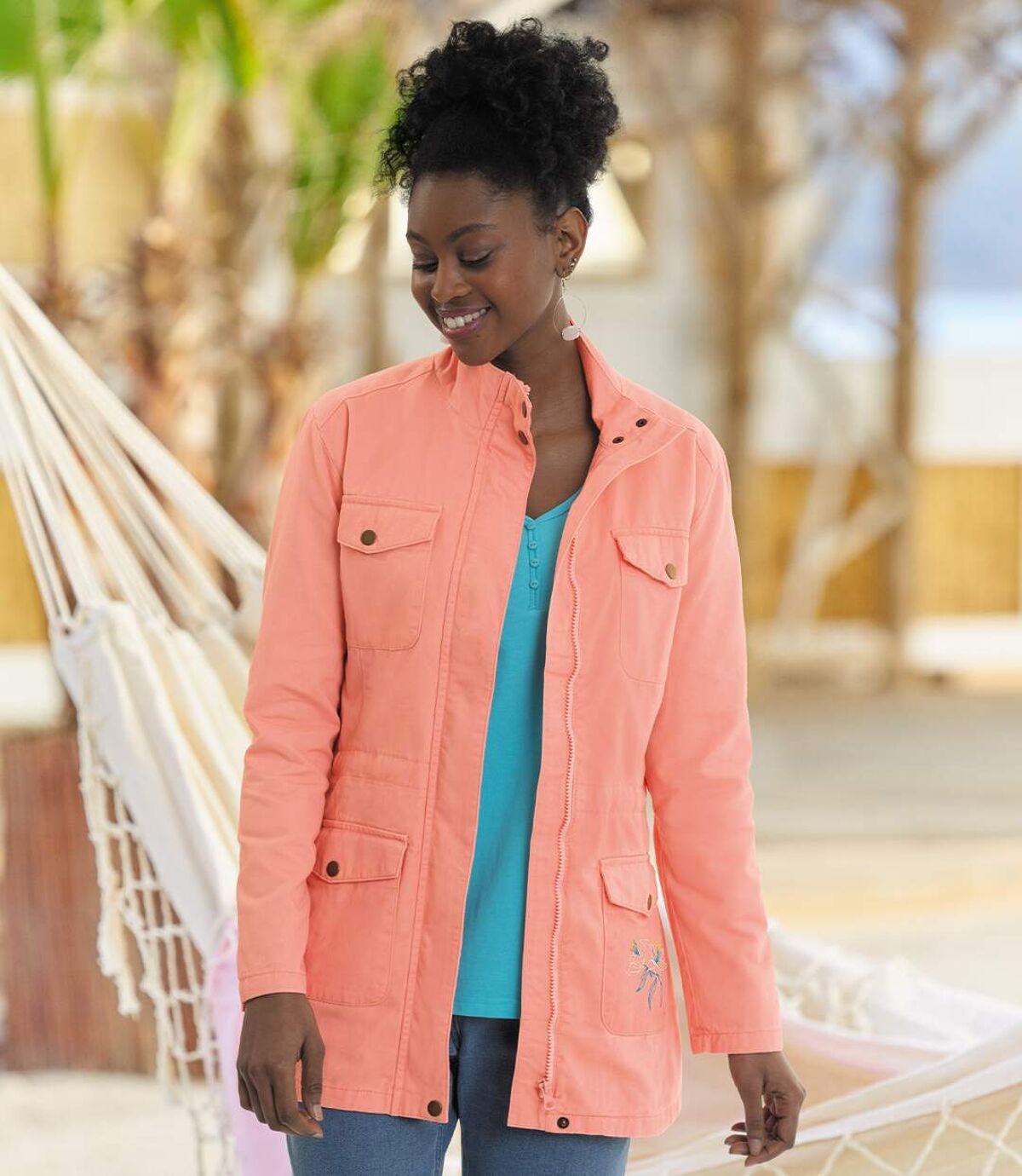 Women's Pink Safari Jacket - Full Zip Atlas For Men