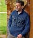 Men's Blue Fleece-Lined Knitted Jacket  