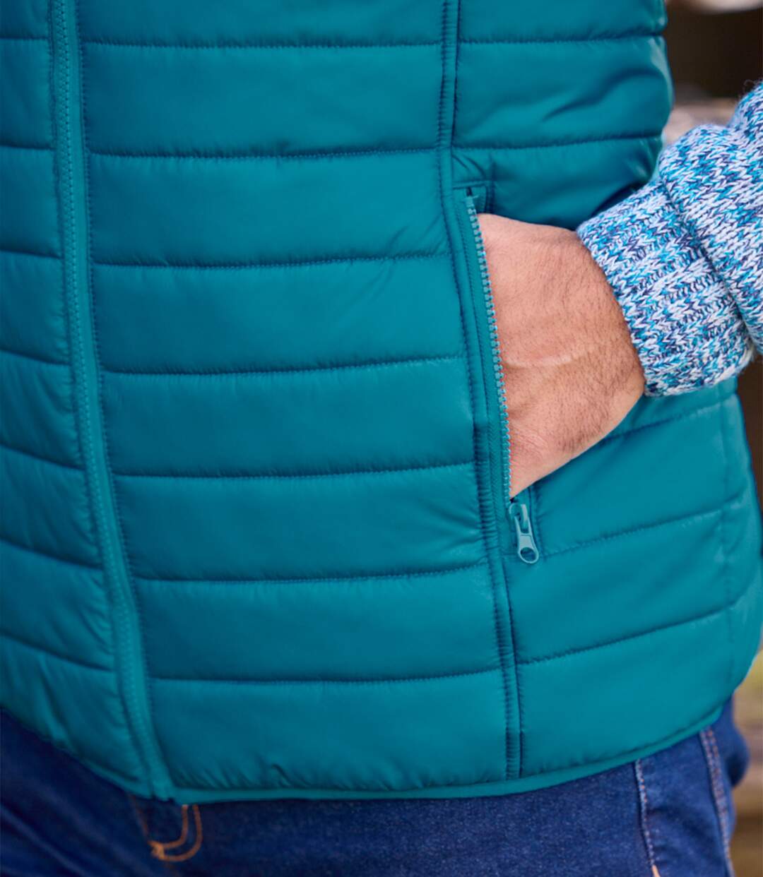 Mens Blue Water-Repellent Padded Gilet