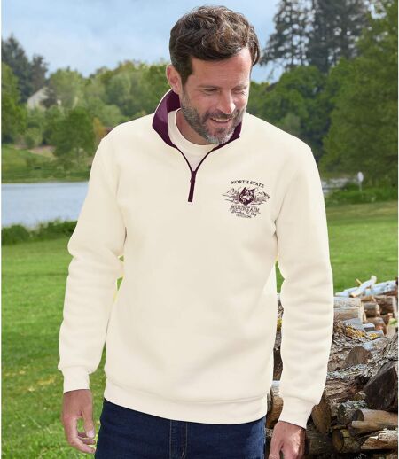 Men's Quarter-Zip Fleece Sweatshirt - Ecru