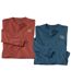 Pack of 2 Men's Long-Sleeved Tops - Terracotta Blue