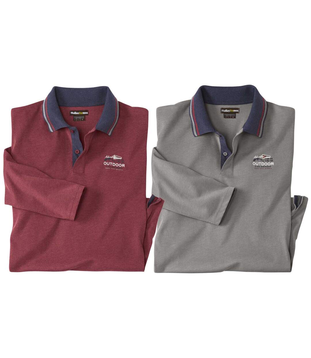 Pack of 2 Men's Jersey Polo Shirts - Burgundy Grey-1