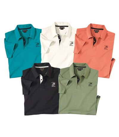 Pack of 5 Men's Printed Polo Shirts - Short Sleeves